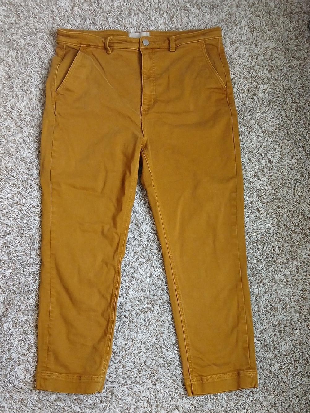 Everlane High Waisted Crop Mustard Yellow High-Waist Tapered Pants 16